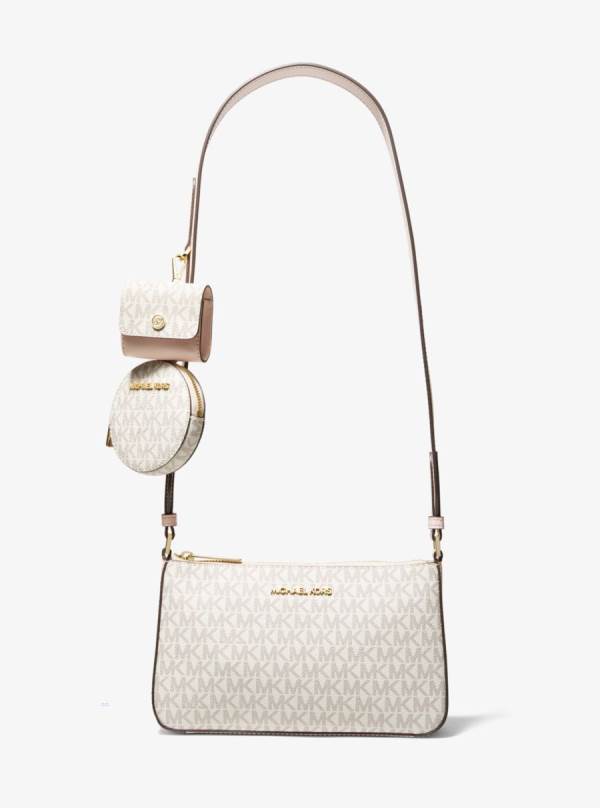 Damske Taška Cez Rameno Michael Kors Jet Set Travel Small Logo with Pouches Ruzove Biele - Kabelky Michael Kors Akcia | ZKIGE-0132